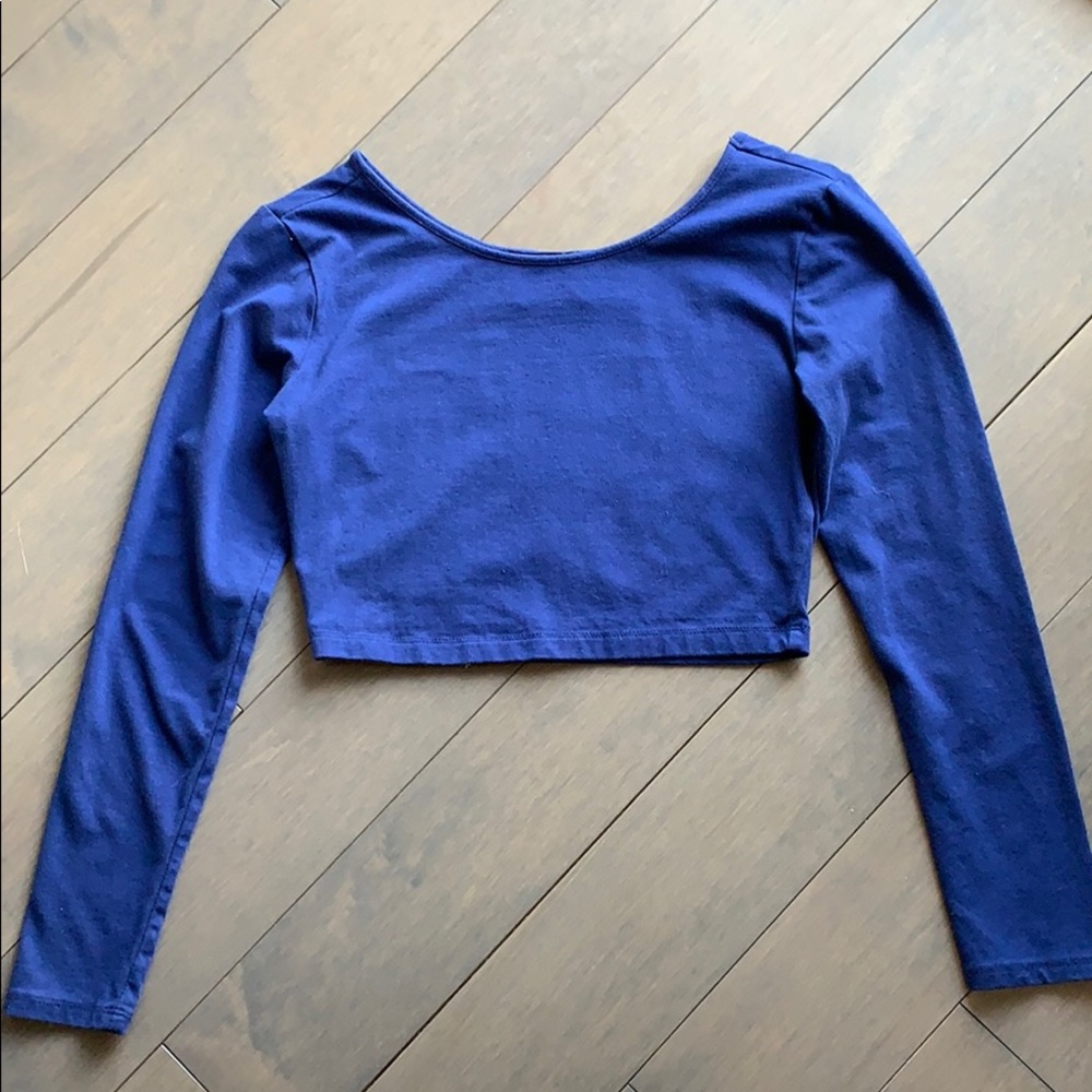 💥NWOT Forever 21 Long Sleeve Navy Crop Top - M
